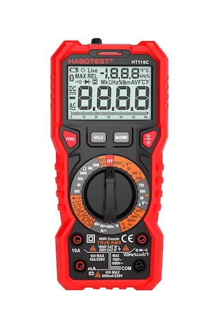 Habotest Ht118c Manuel Aralığı Çok Siyah Kırmızı Dijital Multimetre