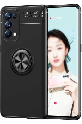 Oppo Reno 5 Pro 5G Kılıf Zore Ravel Yüzüklü Silikon Kılıf