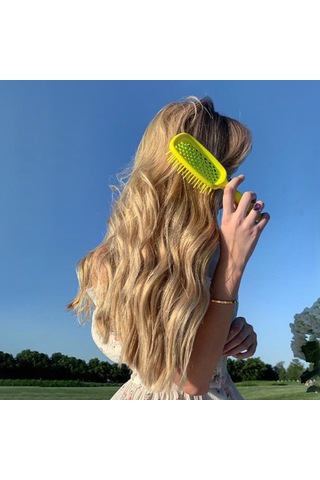 Hangfox Saç Şekillendirme Ve Masajlı Işık Pembe Şeffaf Saplı Anti-statiki Izgara Tüp Tasarım Comb - Abs+tpu, Nemli/kuru Saçlar İçin, Saç Bakımı Ürünlerini Dağıtır