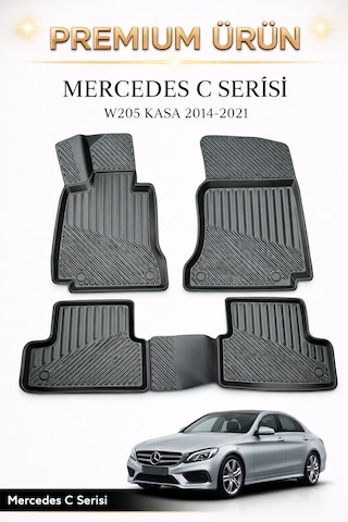 Black Gold Mercedes C Serisi W205 Kasa 2014-2021 Uyumlu 3d Oto Paspas Premium