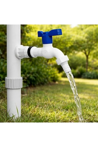 Plastik Bilyali Bahce Musluğu 1/2 Küresel Aç Kapa Musluk Başlığı Bidon Musluğu Pvc Musluk 9cm