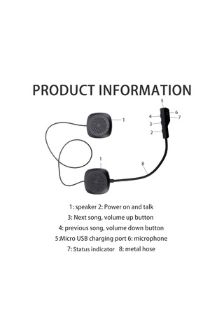 Yaozixa Motorsiklet Kask İçi Entegre Bluetooth 5.0 Kulaklık - Gürültü Engelleme, Müzik Ve Konuşma Fonksiyonu - Siyah