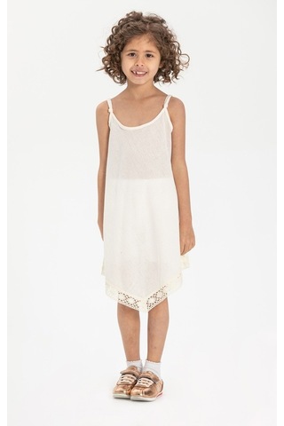 Çağla Şile Bezi Kız Çocuk Elbise Krem Krm