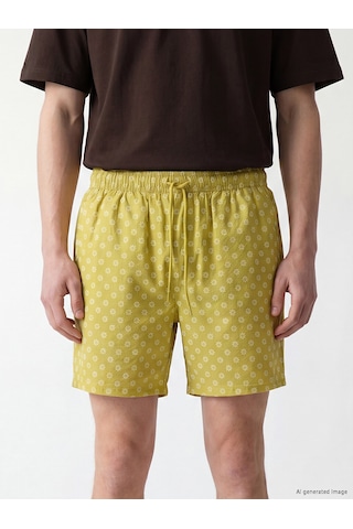 Lcw Swımwear Sarı Kısa Desenli Erkek Deniz Şortu