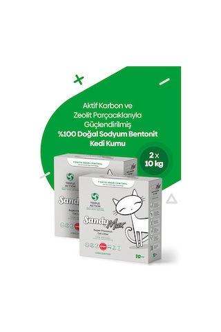 Sandymax Triple Action Kokusuz Kedi Kumu 2 x 10 KG