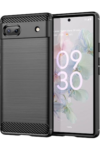Google Pixel 6A Brushed Carbon Fiber Silikon Kılıf - Siyah
