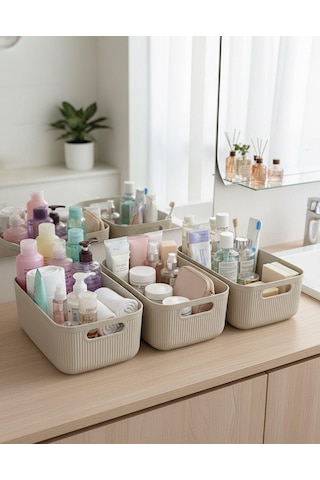 Okyanus Home Linea Smart Box Bej 3'lü Set 2400 Ml Bej