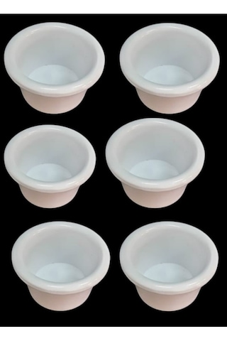 6 Lı Küçük Yuvarlak Sosluk Melamin, Dayanıklı, 5,5 Cm Derinlik 3 Cm Beyaz