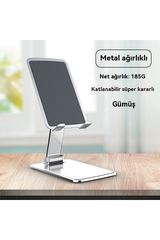 Aurora Taşınır Teleskopik Tembel Katlanır Metal Masasüstücep Telefonu Tutucu Gümüş GÜMÜŞ