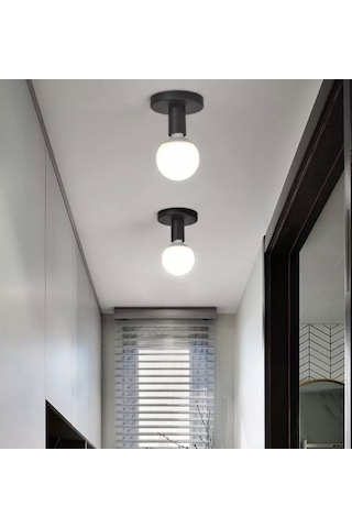 Tavana Sıfır Plafonyer Metal Siyah Avize E-27 Duy Bureze1053