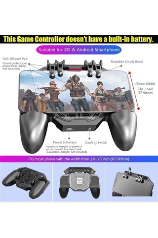 Mobil Oyun Kolu Yarı İletken Soğutma Fanlı L2r2 Tetik Düğmeli, 6 Parmak Destekli Gamepad, Ergonomik Tutma, Ses