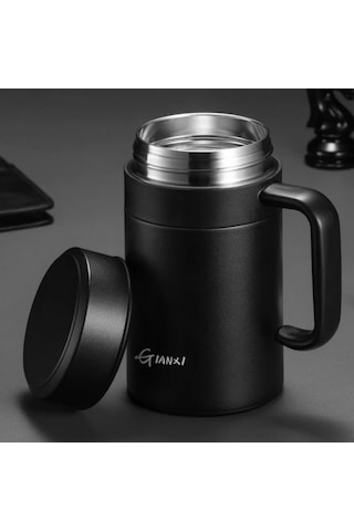 Termos Büyük Kapasiteli Paslanmaz Çelik Isı Koruma Fincan Ev Diğer Siyah