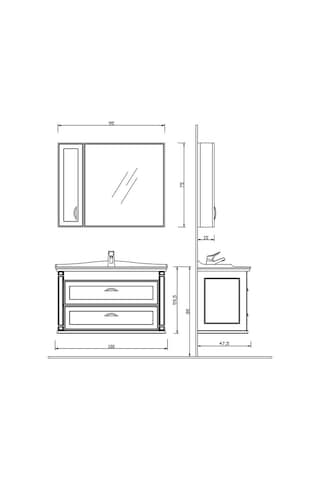 Denko Albatros 100 Cm Mdf Gri Banyo Dolabı Takımı Gri