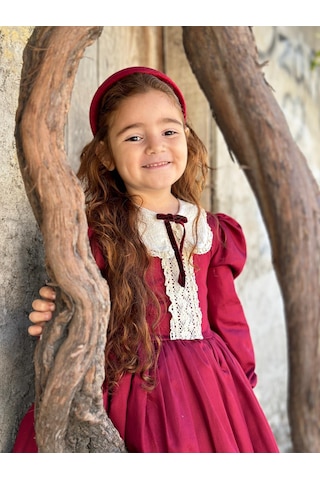 Bordo Kurdaleli Vintage Kız Bebek Elbisesi,doğum Günü Elbise,fotoğraf Çekim Elbisesi,0-12 Yaşa Uygun Bordo