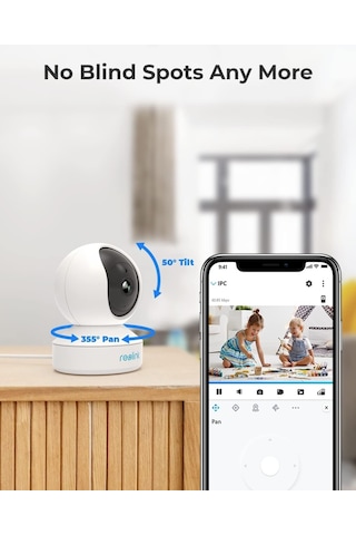 Reolink E1 2k İç Mekan Kamerası, Takılabilir 2.4g Wifi Güvenlik Kamerası Kablosuz