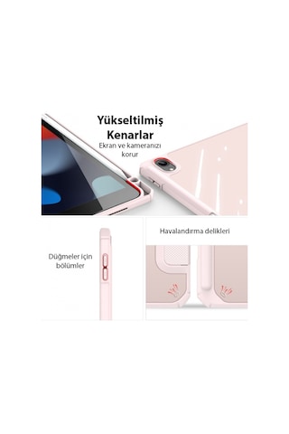 More TR Dux Ducis Apple Uyumlu iPad 10.2 2022 Kılıf Toby Series Kalem Yerli Manyetik Kapaklı Kılıf - Pembe