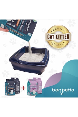 Benpetto AB250 Aktif Karbonlu + Bebek Pudralı Topaklaşan İnce Bentonit Kedi Kumu 2 x 10 L