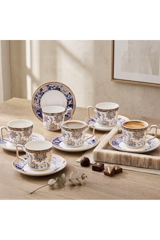 Aryıldız Alice 6 Kişilik 12 Parça Kahve Fincan Takımı 120 Ml Mavi