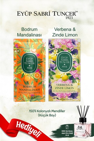 Eyüp Sabri Tuncer Bodrum Mandalinası & Verbena Zinde Limon Kolonyalı Mendil 150'li Ve Rosie Oda Kokusu Tekli