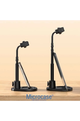 Microcase Zr895 Yükseklik Ayarlı Ayarlanabilir Teleskopik Masaüstü Telefon Tutucu - Al5068 Siyah