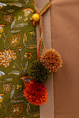 Fabric Craft Bag Omuz Çantası Kadın Duck Kumaş Desenli Büyük Boy Günlük Çanta Kahverengi - Yeşil