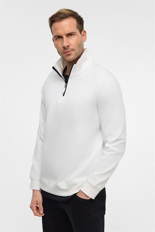Süvari Beyaz Regular Düz Yarım Balıkçı Yaka Sweatshirt Beyaz