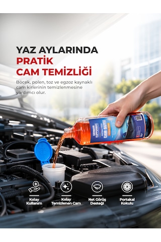 1 L Portakal Kokulu Parfümlü Yazlık Cam Suyu Oto Cam Temizleyici
