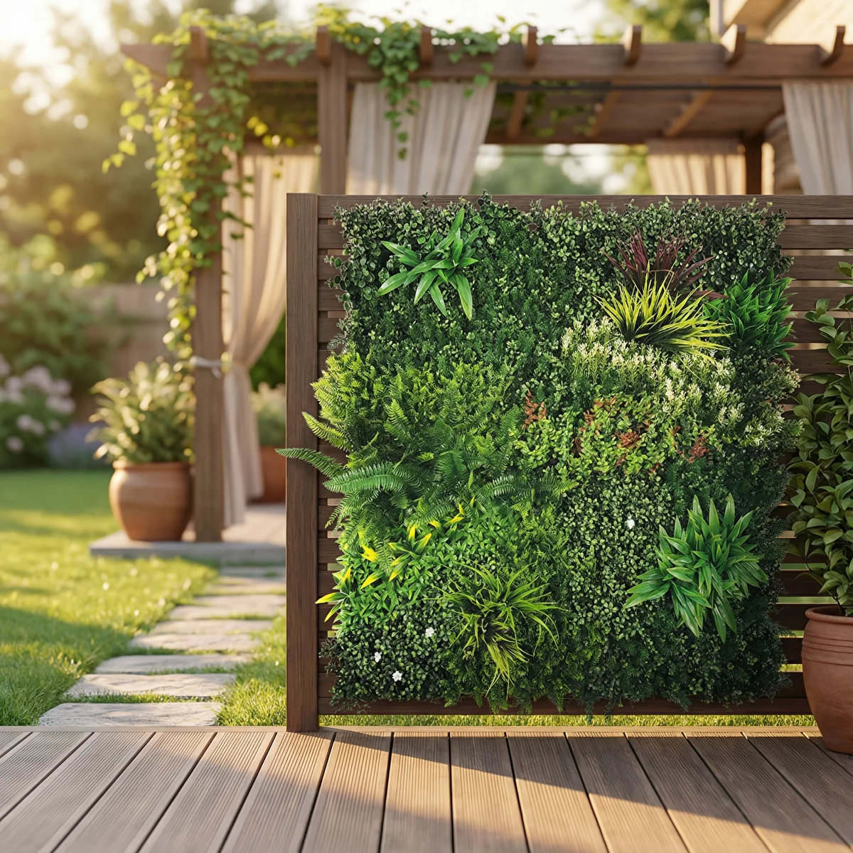 İç Dış Mekan Yapay Çiçek Duvar Dekorasyonu Yapraklı Panel Çit 100x100cm