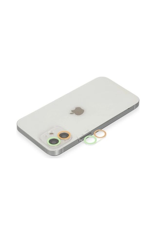 Apple Uyumlu iPhone 12 Mini Renkli Kamera Lens Koruma Cam - Turuncu-yeşil Çok Renkli