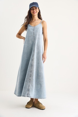 Kadın İnce Askılı Uzun Denim Elbise 6058 60281039 - Kar Yıkama