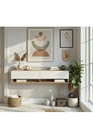 Robin Home Lia Dresuar Duvara Monte Antre Hol 140cm Çam- Beyaz Beyaz