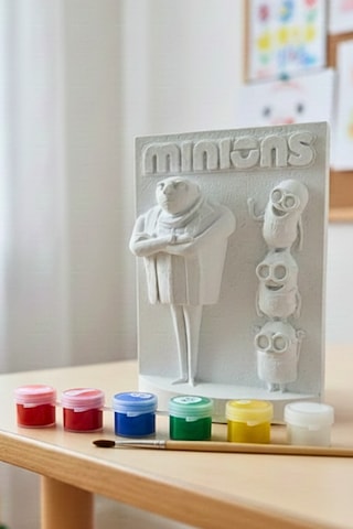 Minyonlar Ve Gru 15 Cm Boyunda Beton/taş/figür/büst Boyama Seti-çocuk Boyama Etkinliği