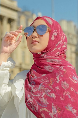Buttonscarves Autograph Piliseli Şal - Framboise Kırmızı