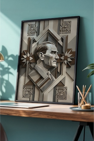 Huhuli Mustafa Kemal Atatürk Baskılı Tablo Huhu497