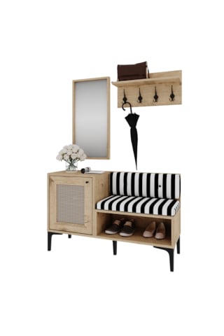 Trio Aynalı,raflı Ayakkabılık/portmanto