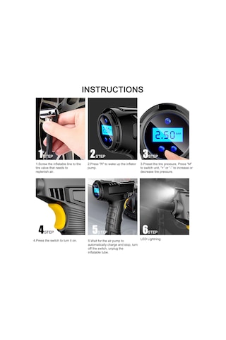 Teltree El Tutan Kablosuz Hava Kompresörü - Araç Lastikleri İçin Sıcaklık Gösteren Hızlı Şişirici