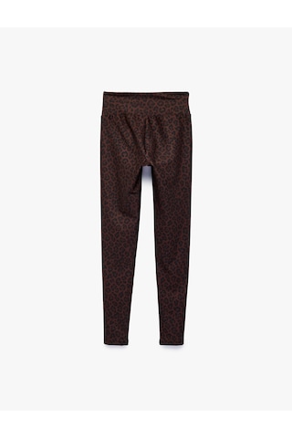 Koton Yüksek Bel Slim Fit Leopar Desenli Spor Tayt Kahverengi Desenli 7wak40228nk