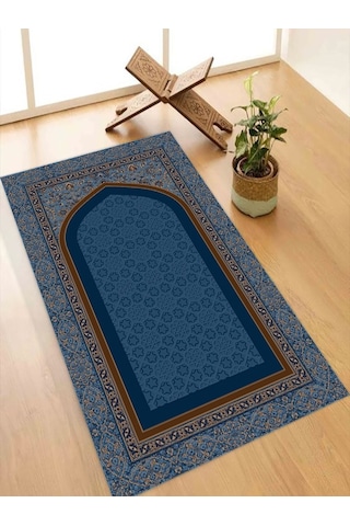 Mavi Namazlık Seccade Kaymaz Taban Keçe Süngerli Diz Ağrıtmaz Ahs961-1