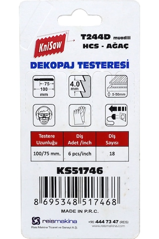 Knisaw Ks51746 Ahşap Kesim Dekupaj Testere Ağzı Yedek Bıçak 5'Li