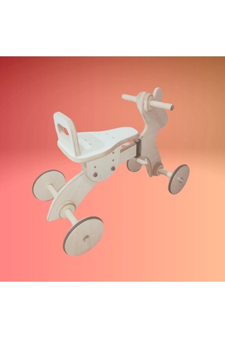 Montessori Çocuk Denge Bisikleti 2-6 Yaş / Mdf Tavşan