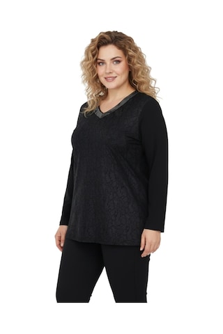 Wearon Kadın Siyah V Yaka Taşlı Bluz Bgl-st05149 Siyah