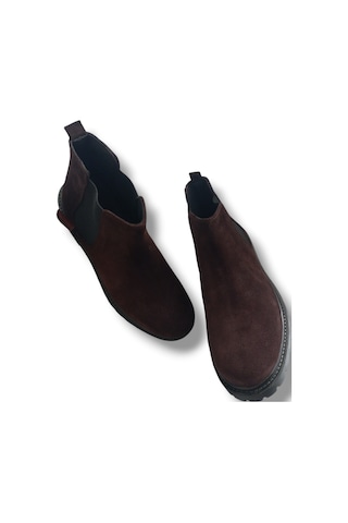 Growish Ge0157-2 Hakiki Nubuk Deri Kaydırmaz Kauçuk Taban Chelsea Erkek Bot Kahverengi 43