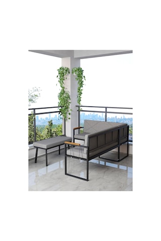 Mygusi Src Balkon, Bahçe, Cafe, Köşe Takimi Koyugri Koyu Gri