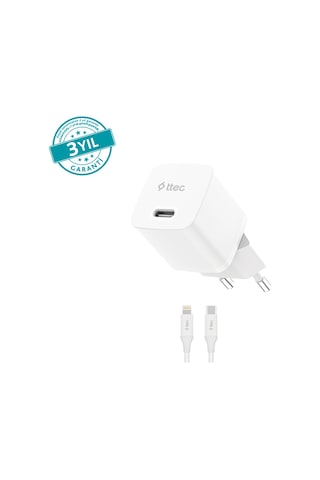 Ttec Smartcharger Gan 30w Pd Seyahat Hızlı Şarj Aleti + Usb-c - Lightning 150 Cm Kablo 2scp03lb