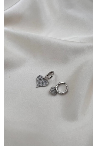 Bb Çelik Kalp Sallantılı Küpe Gümüş