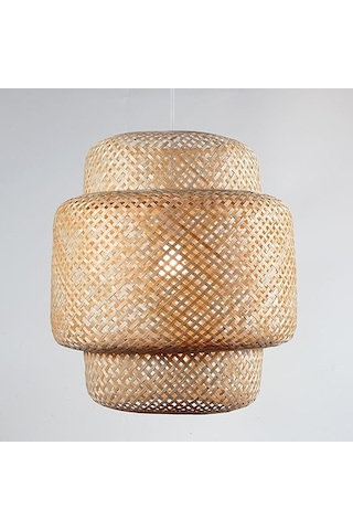 Panalı Dekoratif Doğal Rattan Sarkıt Avize 50x55 Cm Kahve - Bej