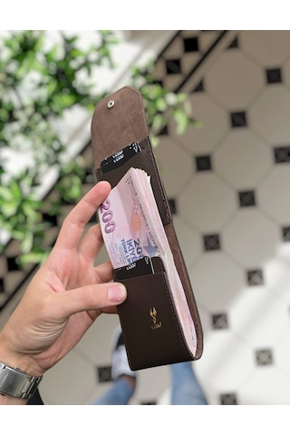 Visso 571 Hakiki Deri Efsane Trend Model Çok Para Konan Cüzdan Unisex Kartlık Çıtçıtlı En Çok Tercih Edilen Model Kahverengi
