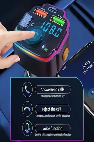 Transmitter Bluetooth Fm Araç Kiti Kolay Bağlantı Araba Müzik Mp3 Çalar Oto Çakmaklık Hızlı Şarj