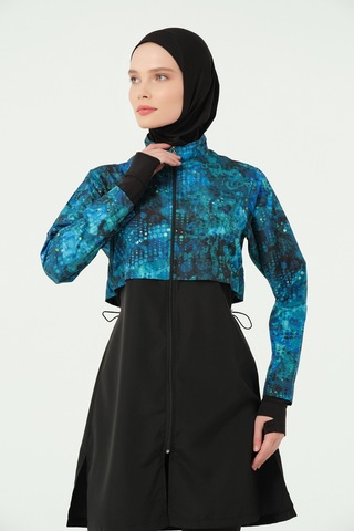 Alfasa Parmak Geçirmeli Crop Tesettür Mayo 25325-26 - Siyah