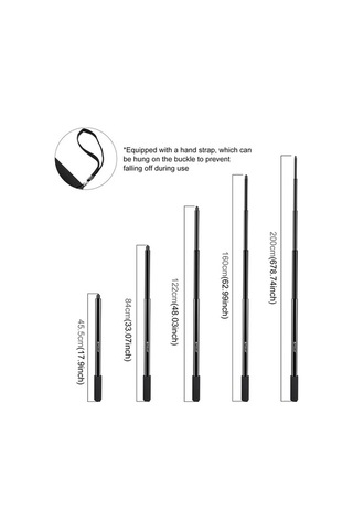 Tongxida Puluz 2m Metal Selfie Çubuğu Insta360 One Rs / X2 / X3 / X4 Siyah